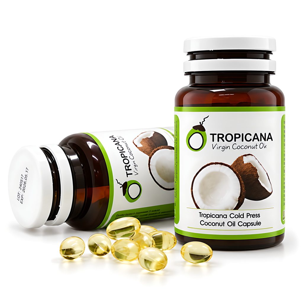 Organic Cold-Pressed Coconut Oil 60 capsules.