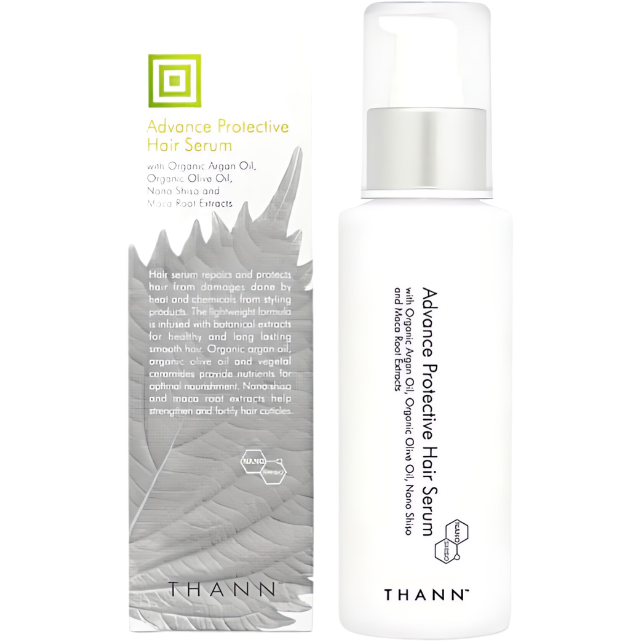 THANN Advance Protective Hair Serum with Organic Argan Oil, Organic Olive Oil, Nano Shiso and Maca Root Extracts 100 ml. THANN Advance Protective Hair Serum with Organic Argan Oil, Organic Olive Oil, Nano Shiso and Maca Root Extracts 100 ml.