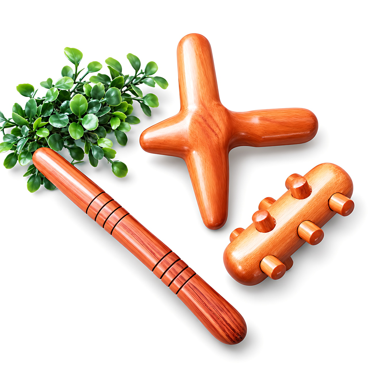 3-piece-thai-massage-set-value-pack-foot-massage-stick-hand-massager-acupressure-stick-palm-massage-stick-finger-gripper-cross-stick-tension-relief-relaxation