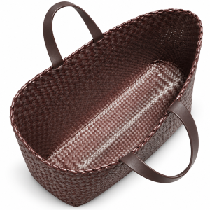 Large Dark Brown Woven Krachut Sedge Handbag — 4