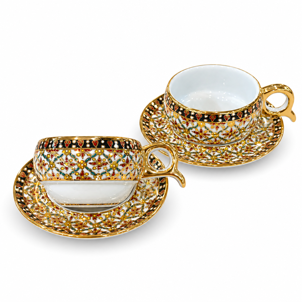 Thai Benjarong Espresso Cup and Saucer Set of Two — 2