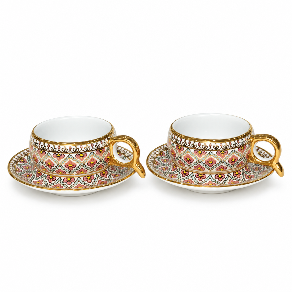 Thai Benjarong Espresso Cup and Saucer Set of Two — 6