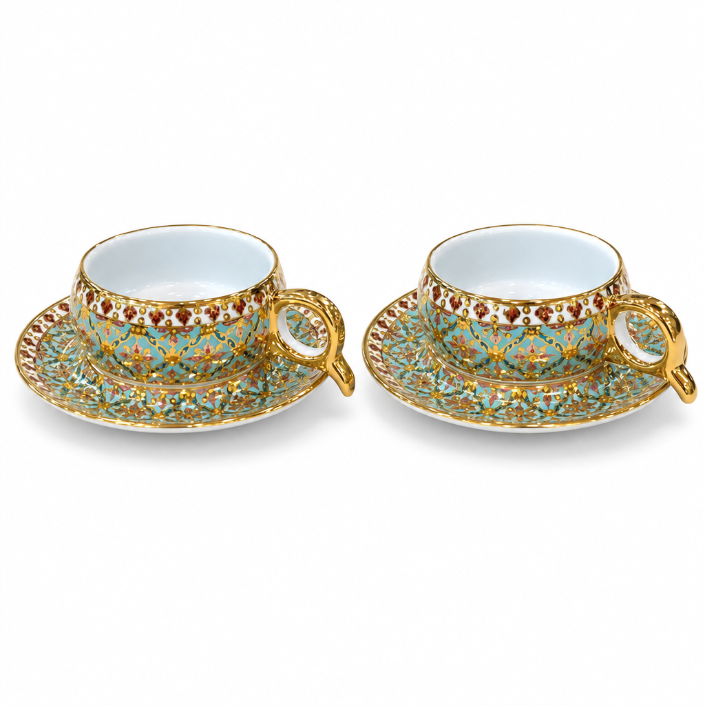 Thai Benjarong Espresso Cup and Saucer Set of Two — 7