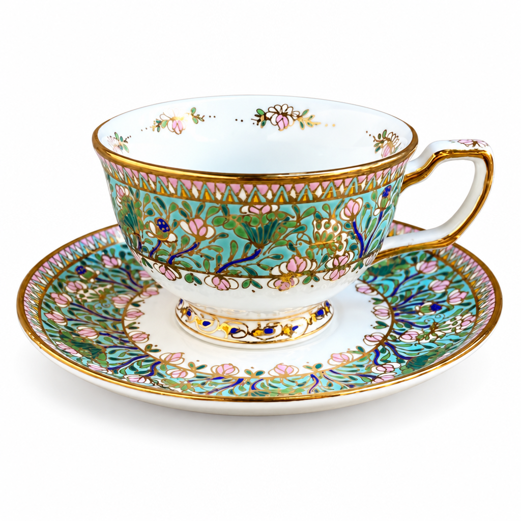 JJ Benjarong Magnolia Tea or Coffee Cup and Saucer, 220 ml — 5