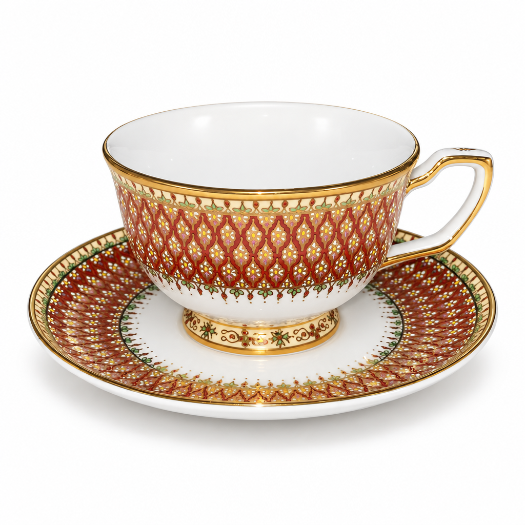 JJ Benjarong Magnolia Tea or Coffee Cup and Saucer, 220 ml — 7