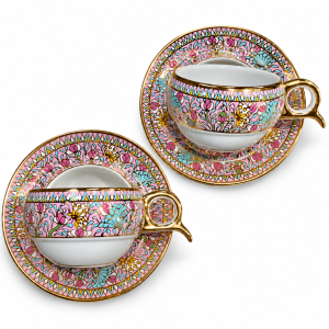 Thai Benjarong Espresso Cup and Saucer Set of Two