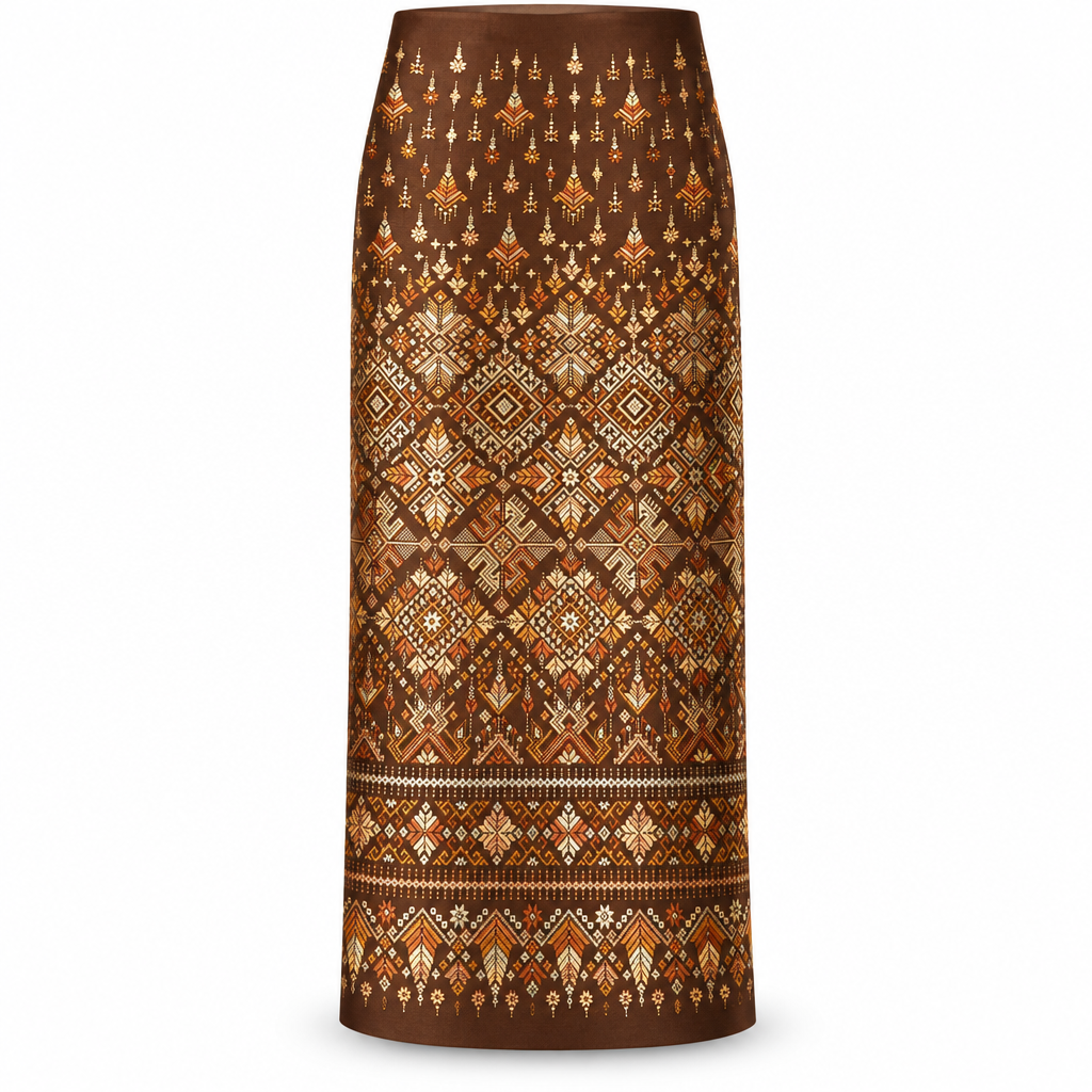 Handwoven Kalasin Silk Fabric Panel with Woven Pattern