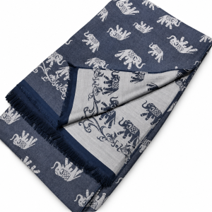 Handwoven Lightweight Thai Silk Scarf, Elephant Motif — 4