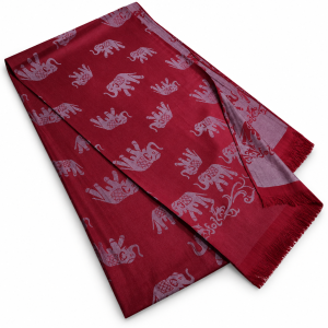 Handwoven Lightweight Thai Silk Scarf, Elephant Motif — 6