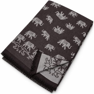Handwoven Lightweight Thai Silk Scarf, Elephant Motif — 7
