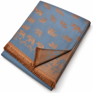 Handwoven Thai Silk Elephant & Floral Shawl Scarf